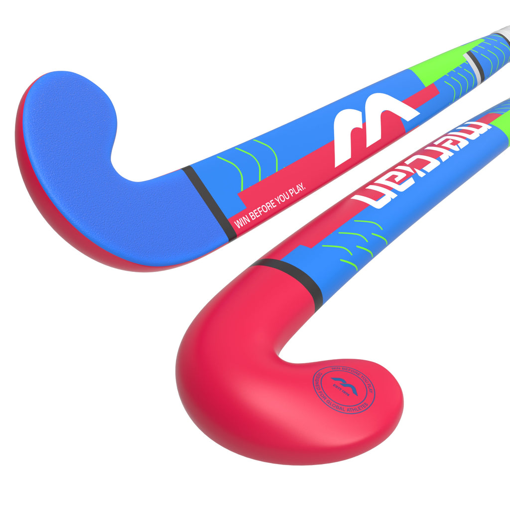 HSGECF5 Hockey Stick RUB_CF_5_Rubine_Pro_2_Sticks_Angled_Head_to_Handle